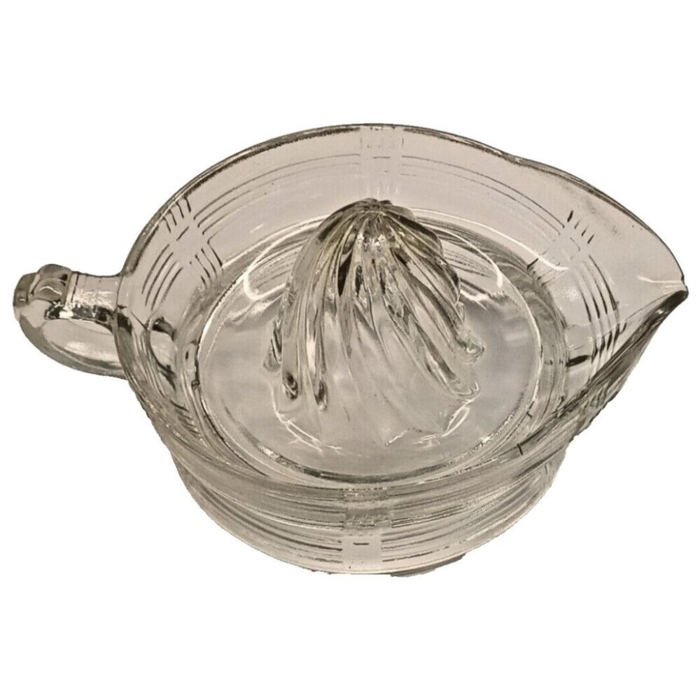 Vintage 8” Clear Ribbed GLASS CITRUS JUICER Orange Lemon Juice Reamer Squeezer